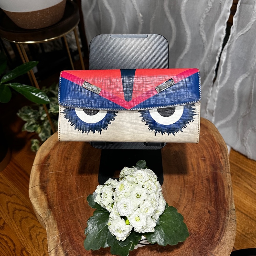 Fendi Monster Eyes Wallet On Chain Bag Bugs Leather Crossbody Full Set - Picture 14 of 14